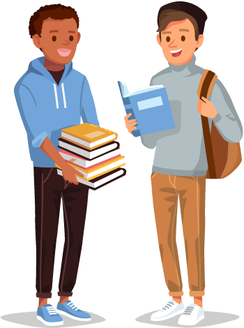 Ilustração de alunos estudando